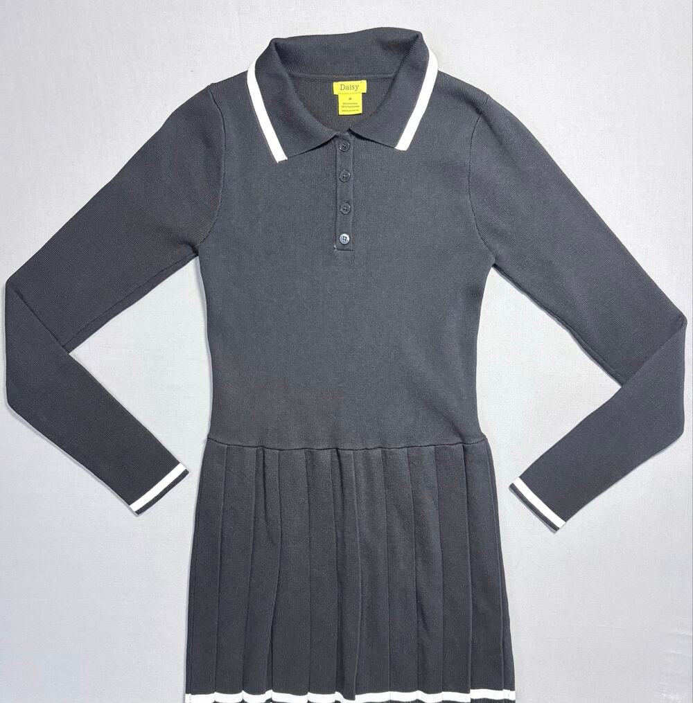 Daisy Pleated Preppy Sweater Dress Women’s XXS Junior Medium